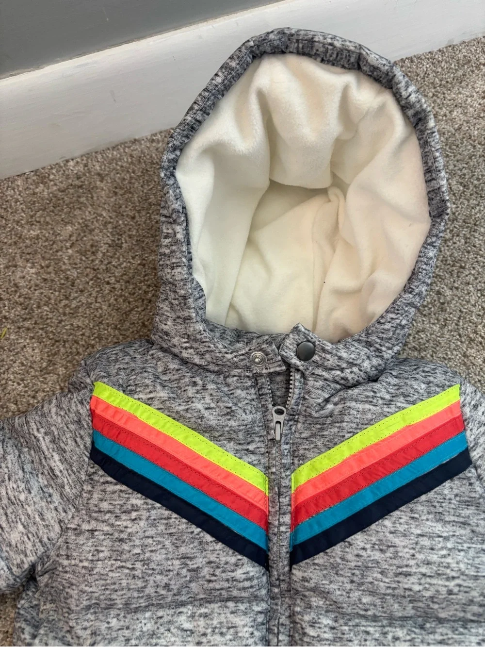 Gymboree Baby Snowsuit gray rainbow accent soft fleece lining size 18-24 months